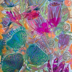 10x12 WATERCOLOR on high quality paper mixed-media collage artwork comes unframe